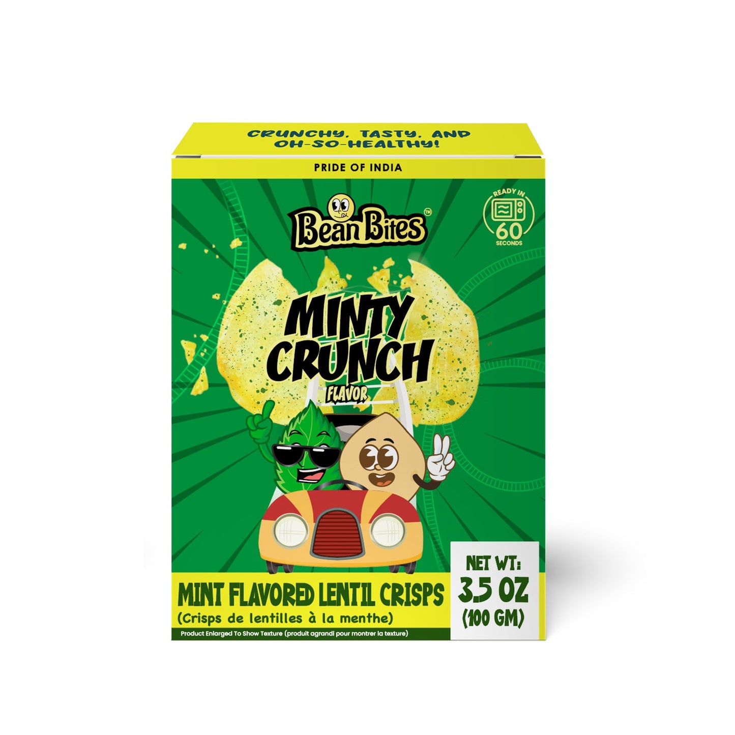 Bean Bites | Minty Crunch Lentil Crisp 3.53 oz (100 g) | Round Crunchy Crisps-0