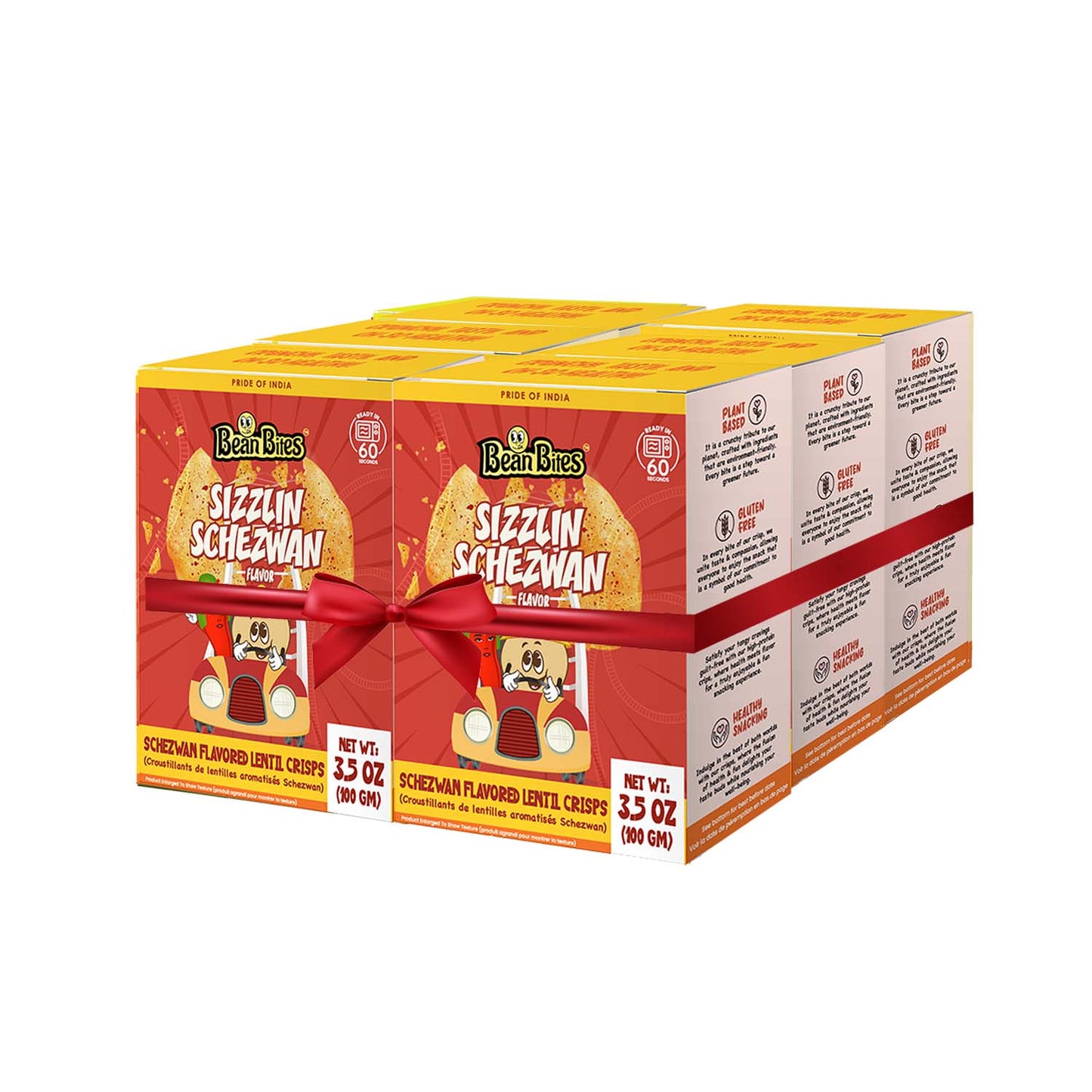 Bean Bites | Sizzlin Schezwan Lentil Crisp 3.53 oz (100 g) | Round Crunchy Crisps-1