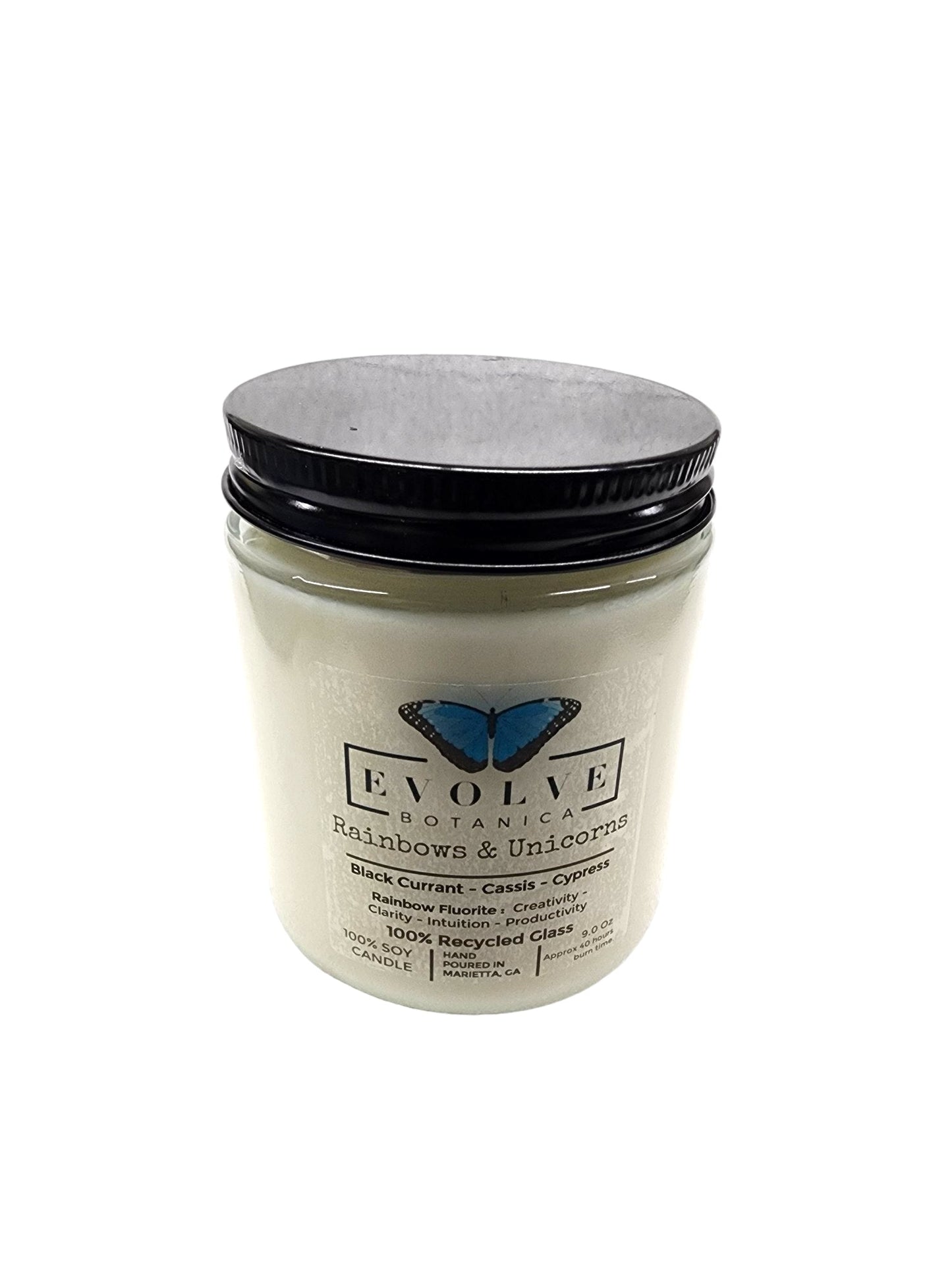 Wood Wick Crystal Soy Candle - Rainbows & Unicorns (Fluorite)-2