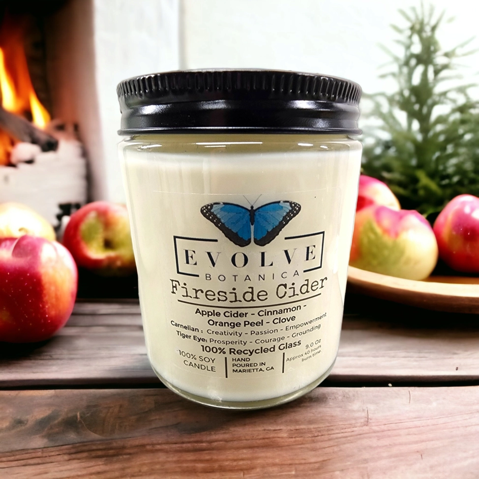 Wood Wick Crystal Soy Candle - Fireside Cider-1