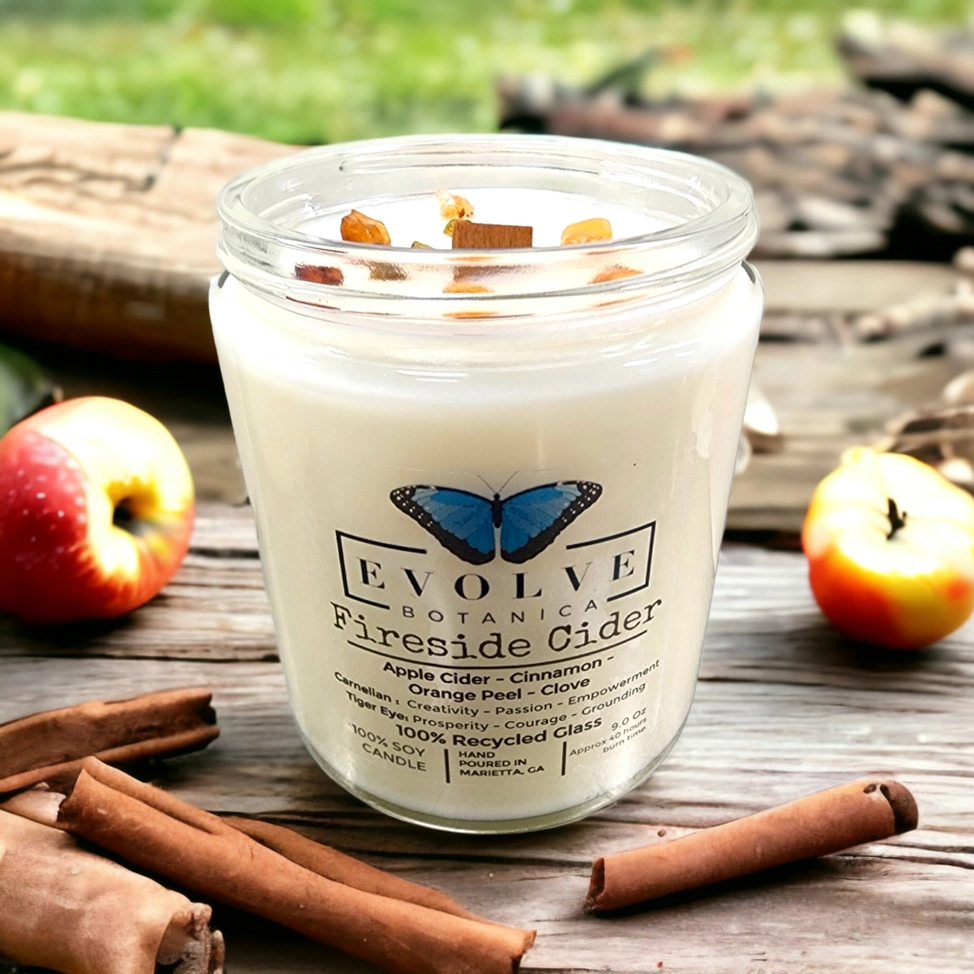 Wood Wick Crystal Soy Candle - Fireside Cider-3