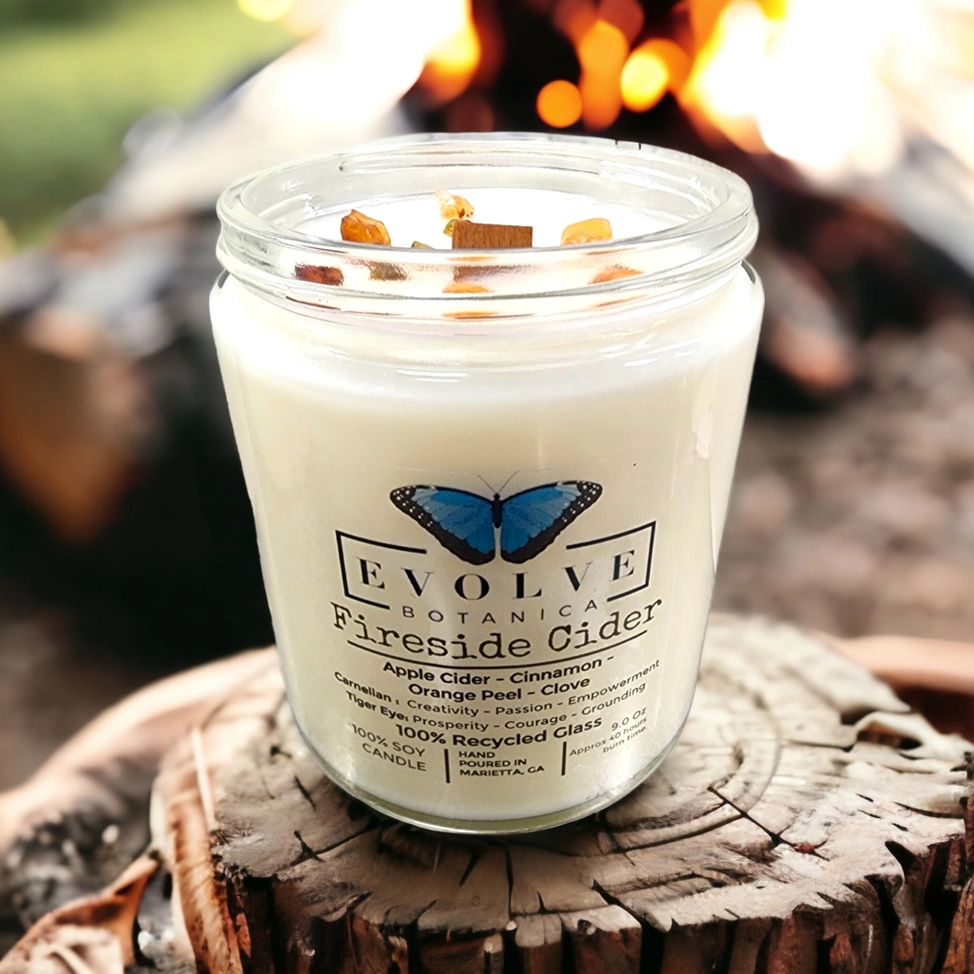 Wood Wick Crystal Soy Candle - Fireside Cider-4