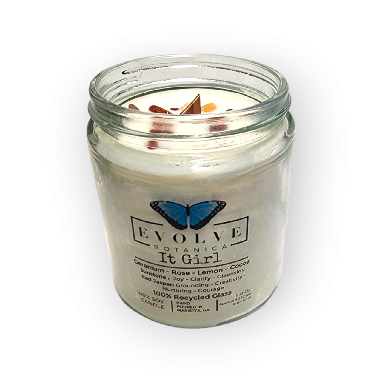 Wood Wick Crystal Soy Candle - It Girl (Sunstone & Red Jasper)-4