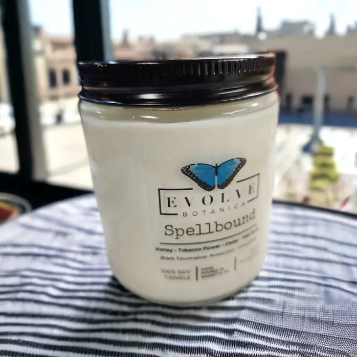 Classic 9oz Jam Jar Crystal Soy Candle - Spellbound (Black Tourmaline)-3