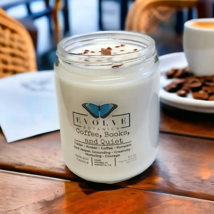 Wood Wick Gem Soy Candle - Coffee, Books, & Quiet (Jasper)-4