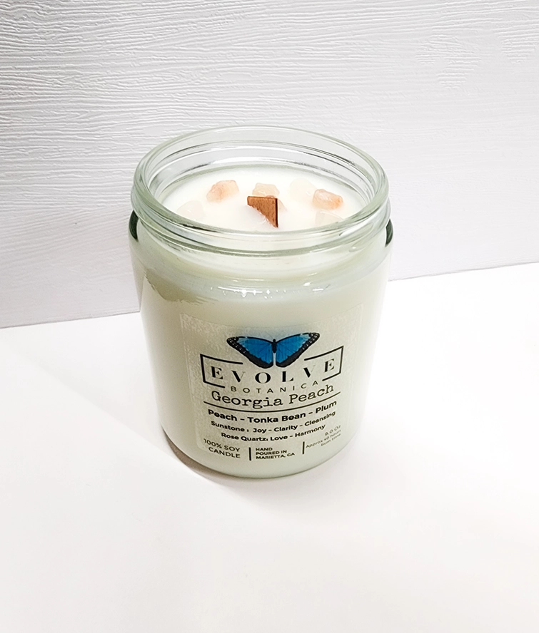 Wood Wick Crystal Soy Candle - Georgia Peach-1