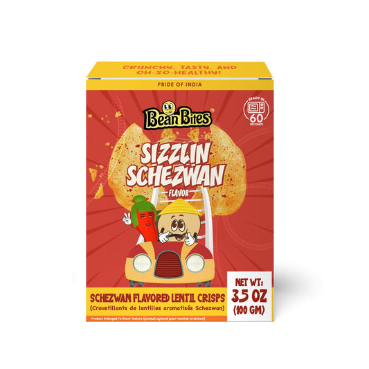 Bean Bites | Sizzlin Schezwan Lentil Crisp 3.53 oz (100 g) | Round Crunchy Crisps-0
