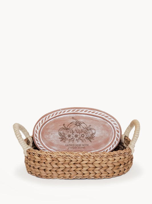 Bread Warmer & Basket - Pumpkin Oval-0