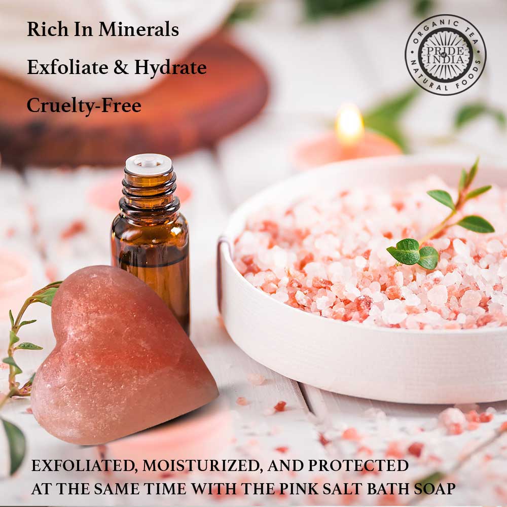 Himalayan Pink Salt Heart Shape Soap by Pride of India – Mineral Rich – Massage Bar/ Spa Ritual at Home – Chemical-free/Natural Occurring Salt Crystals Soap – Good for Skin/Hydrating-4