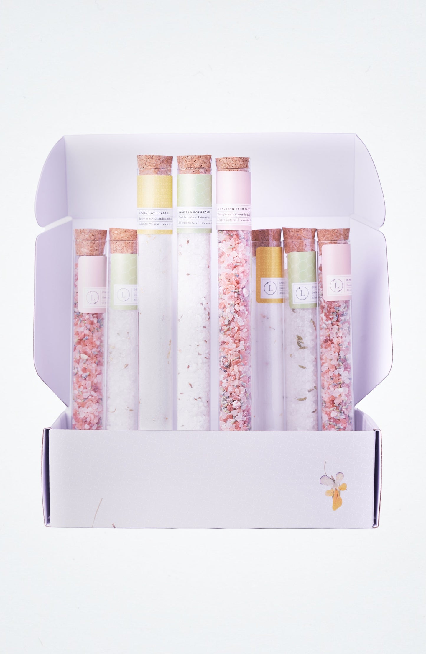 Natural Bath Salts Gift set in 8 Glass Tubes, Luxurious Bath Experience-1
