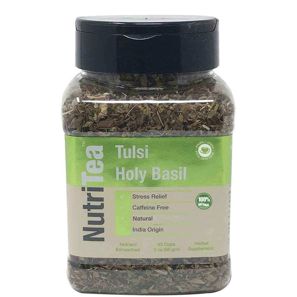 NUTRITEA Natural Tulsi Holy Basil Herbal Full Leaf Tea (Caffeine Free)-1