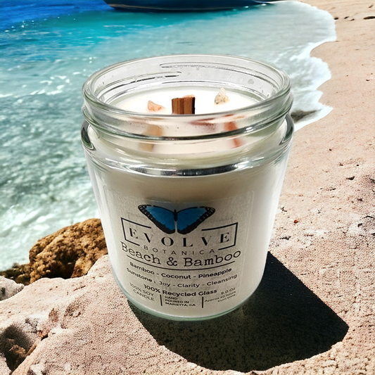 Wood Wick Crystal Soy Candle - Beach & Bamboo (Sunstone)-0
