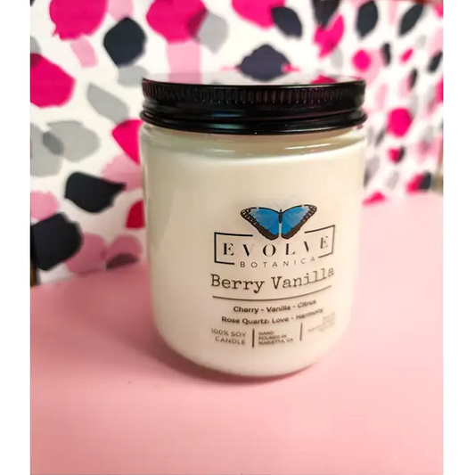 Wood Wick Crystal Soy Candle - Berry Vanilla (Rose Quartz)-0