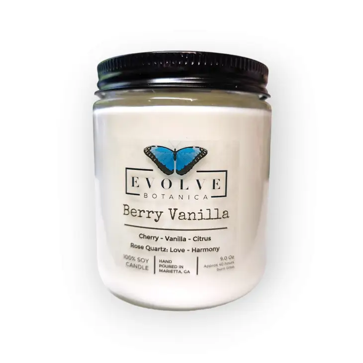 Wood Wick Crystal Soy Candle - Berry Vanilla (Rose Quartz)-1