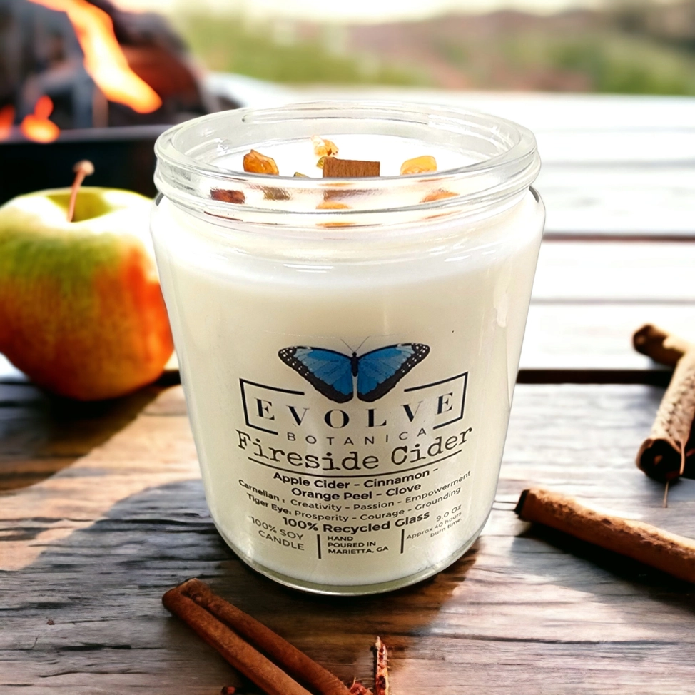 Wood Wick Crystal Soy Candle - Fireside Cider-2