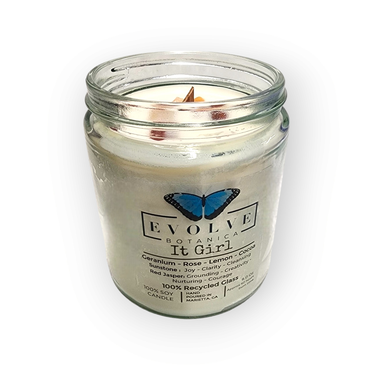 Wood Wick Crystal Soy Candle - It Girl (Sunstone & Red Jasper)-3