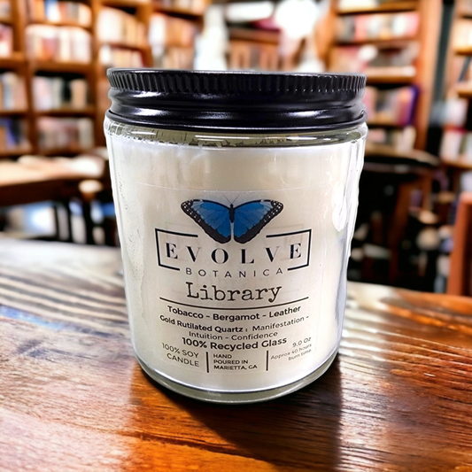 Wood Wick Crystal Soy Candle - Library (Rutilated Quartz)-0
