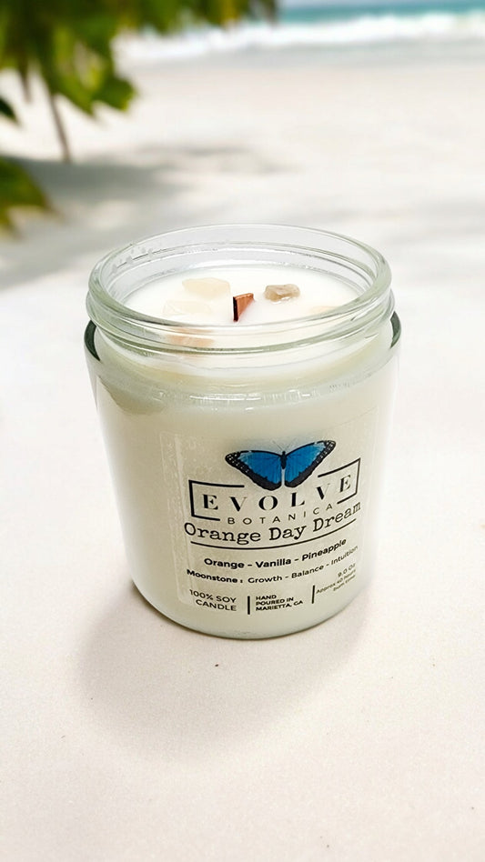 Wood Wick Crystal Soy Candle - Orange Day Dream-0