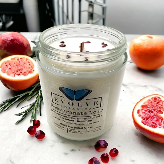Wood Wick Crystal Soy Candle - Pomegranate Noir (Garnet)-0