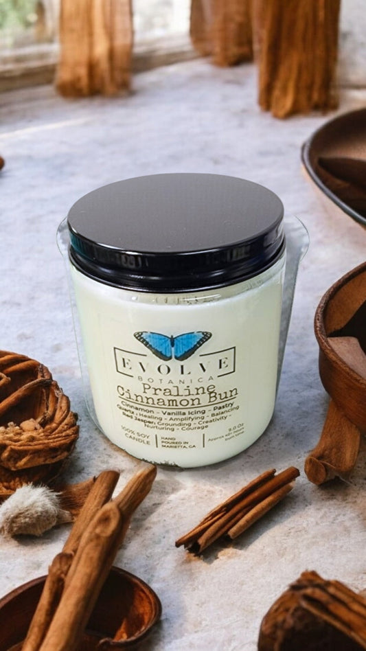 Wood Wick Crystal Soy Candle Jar - Praline Cinnamon Bun-0