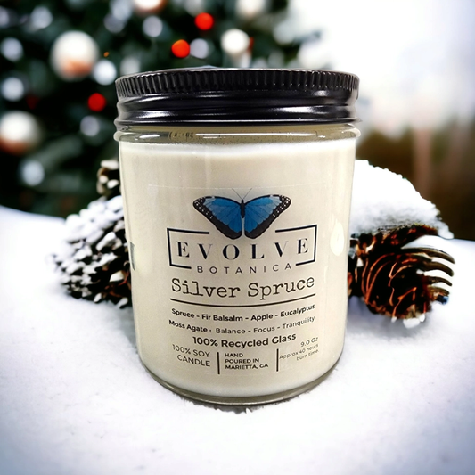 Wood Wick Crystal Soy Candle - Silver Spruce (Moss Agate)-0