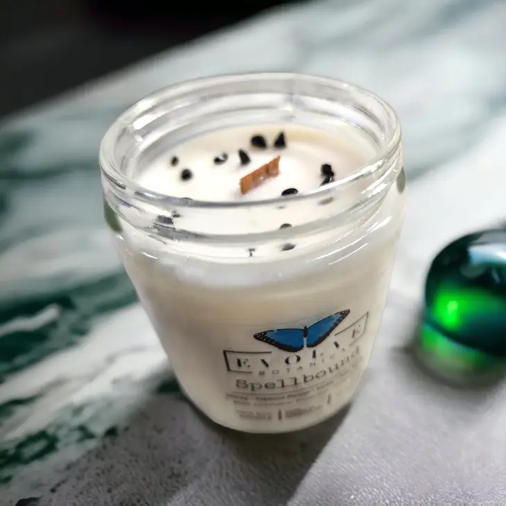 Classic 9oz Jam Jar Crystal Soy Candle - Spellbound (Black Tourmaline)-2