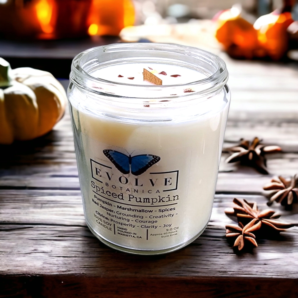 Wood Wick Crystal Soy Candle - Spiced Pumpkin-0