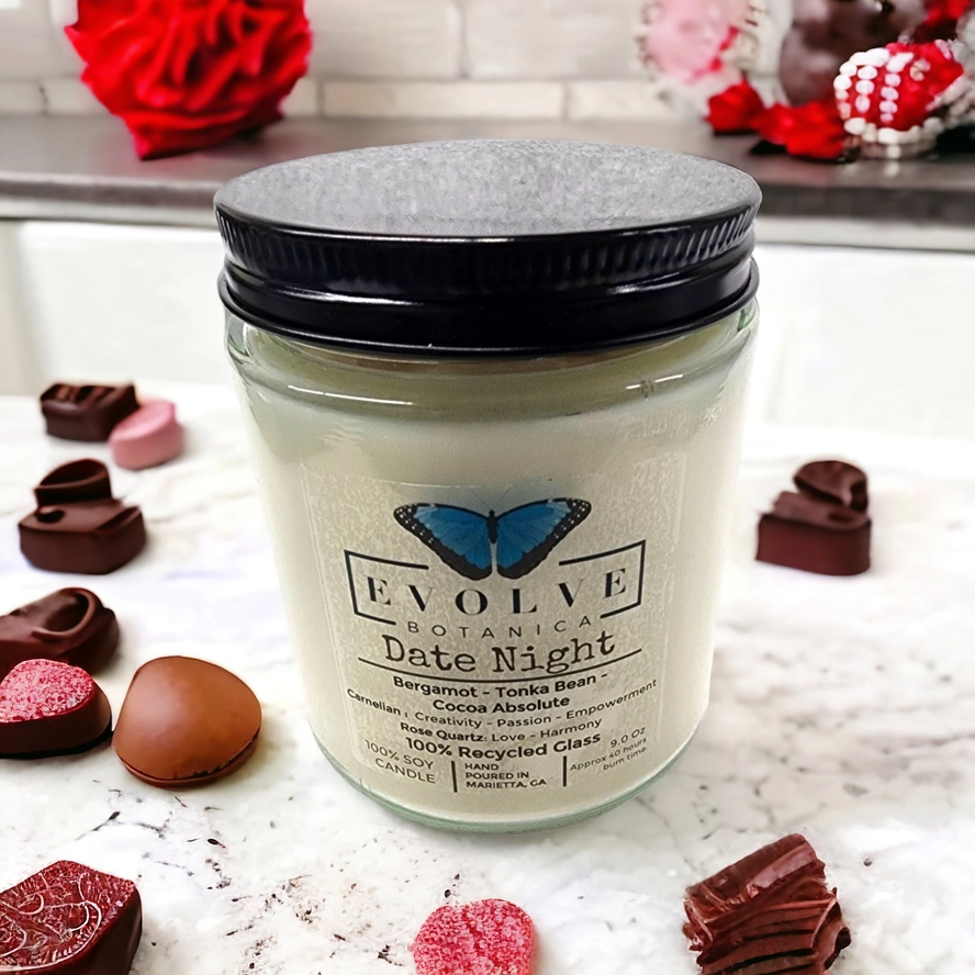 Wood Wick Gemstone Soy Candle - Date Night (Rose Quartz & Carnelian)-0