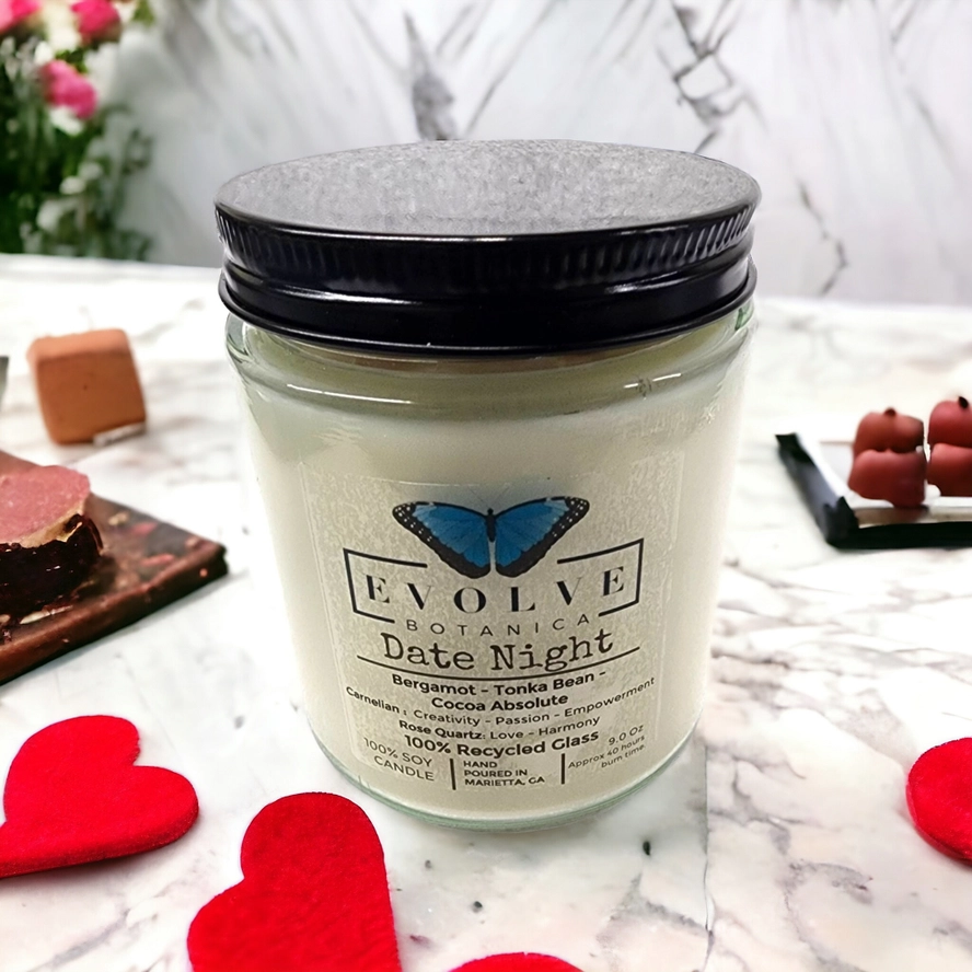Wood Wick Gemstone Soy Candle - Date Night (Rose Quartz & Carnelian)-4