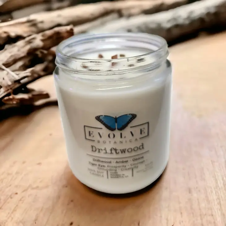Wood Wick Gemstone Soy Candle - Driftwood (Tiger Eye)-0