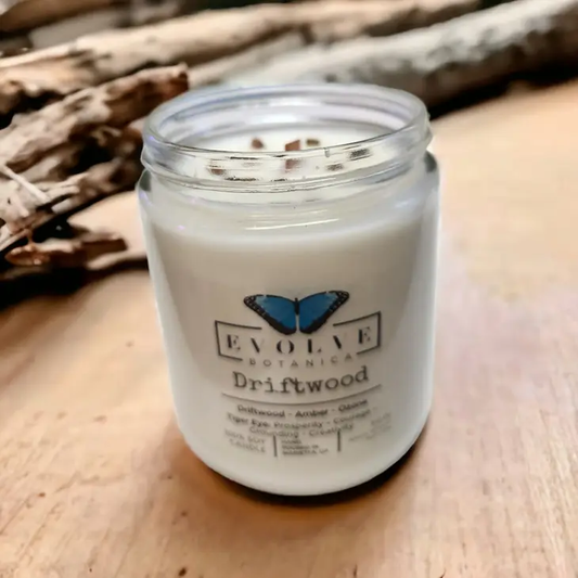 Wood Wick Gemstone Soy Candle - Driftwood (Tiger Eye)-0