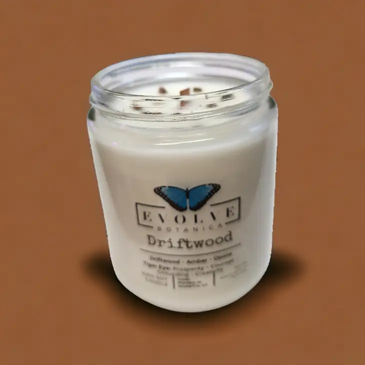 Wood Wick Gemstone Soy Candle - Driftwood (Tiger Eye)-2