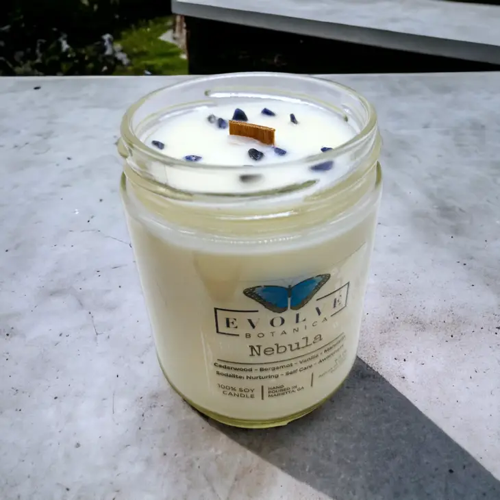 Wood Wick Gemstone Soy Candle - Nebula (Sodalite)-2