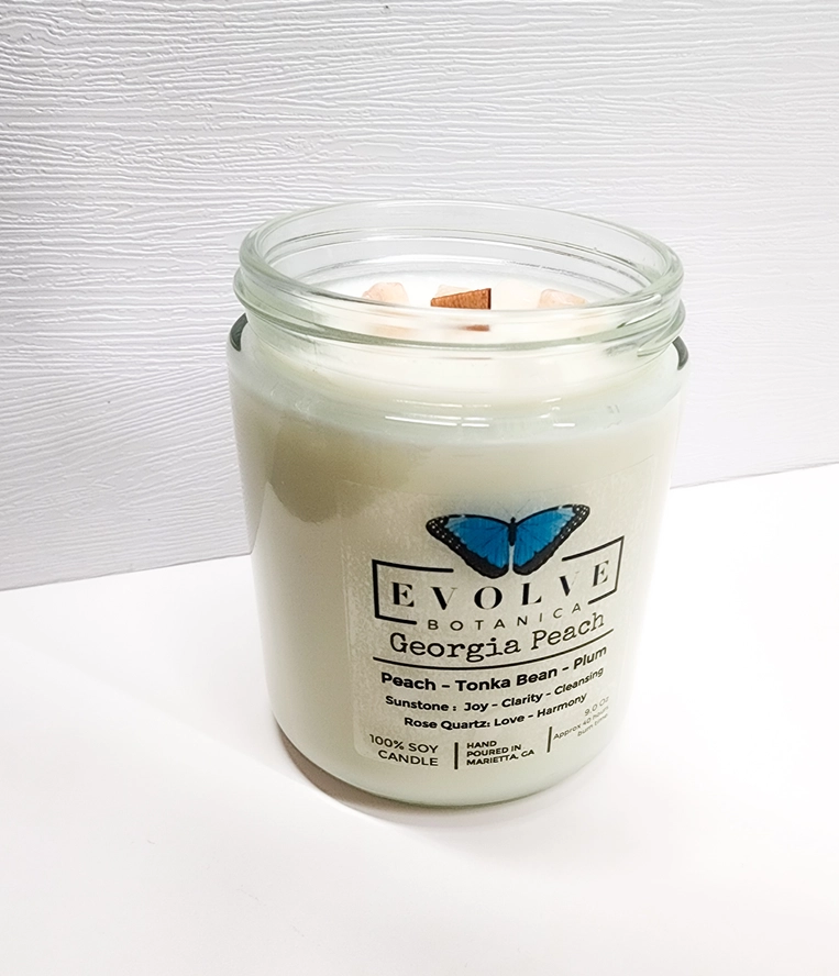 Wood Wick Crystal Soy Candle - Georgia Peach-2