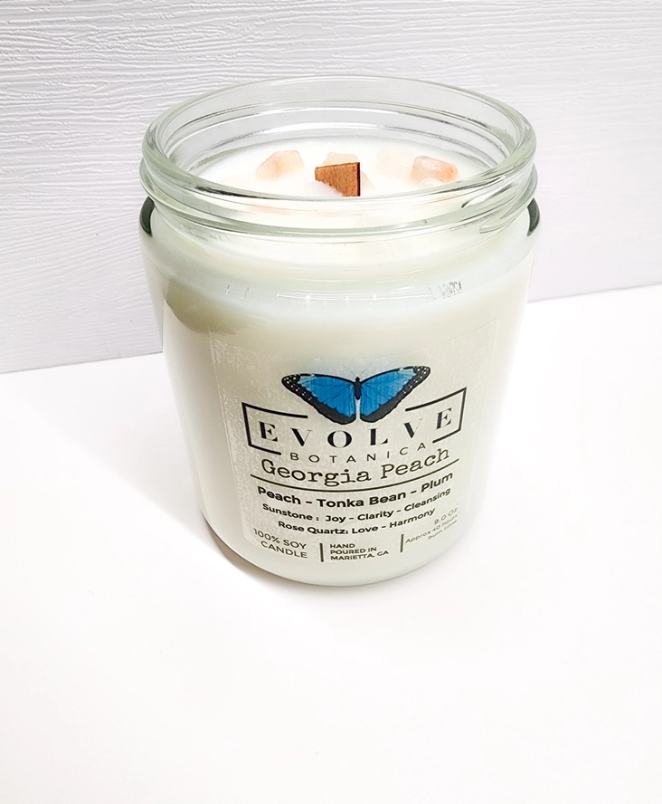Wood Wick Crystal Soy Candle - Georgia Peach-4