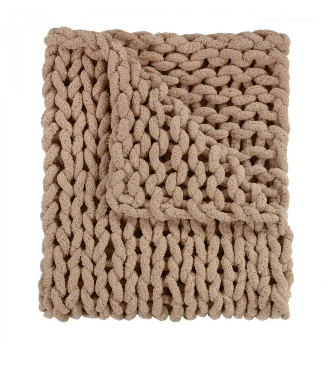 Chenille Chunky Knit Throw Blanket - Mushroom-1