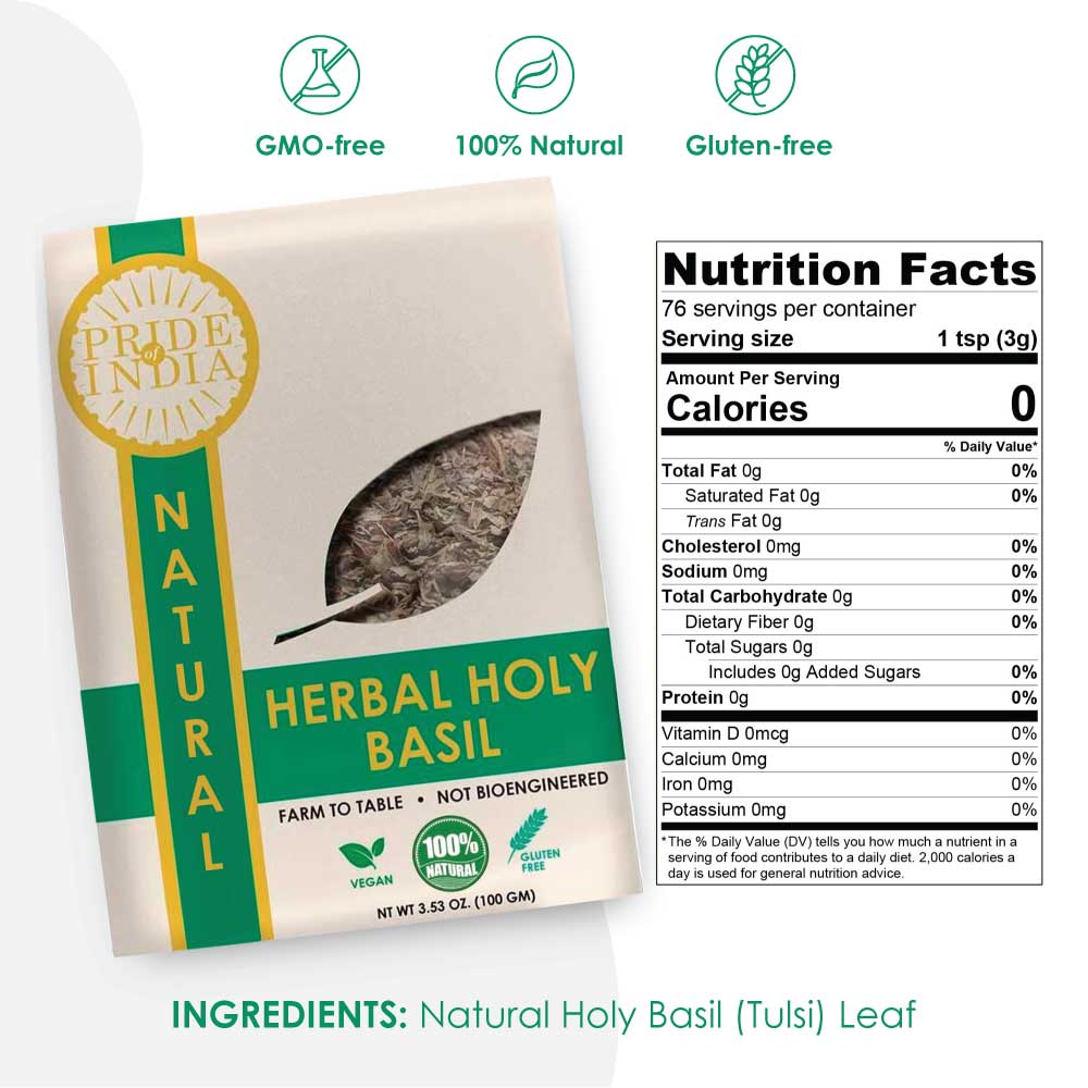 NUTRITEA Natural Tulsi Holy Basil Herbal Full Leaf Tea (Caffeine Free)-3