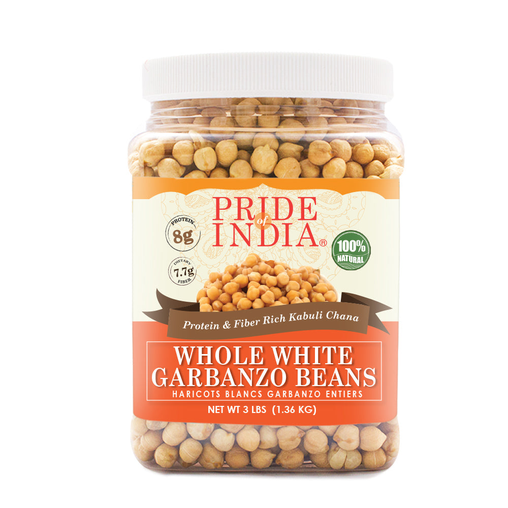 Indian Whole White Garbanzo Beans 10mm - Protein & Fiber Rich Kabuli Chana Jar-2
